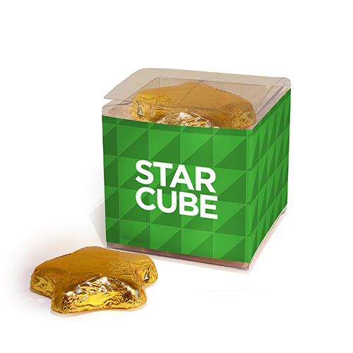 Promotional Clear Chocolate Star Cube